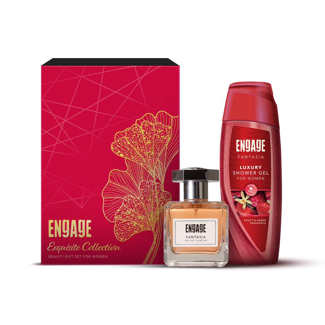 Engage Gift - Exquisite Collection Luxury Beauty Set for Women, Fantasia Eau De Parfum (100ml) & Fantasia Shower Gel (250ml), Combo Set of 2, Gift For Women, Anniversary Gift Engage Gift - Exquisite Collection Luxury Beauty Set for Women, Fantasia Eau De Parfum (100ml) & Fantasia Shower Gel (250ml), Combo Set of 2, Gift For Women, Anniversary Gift