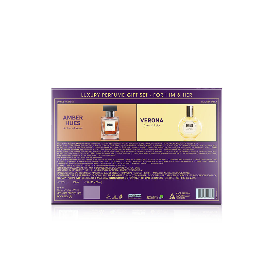 Engage Gift Luxury Perfume Set - Moments For Men & Women, 100ml, Long Lasting, Assorted Pack, Wedding Gift, Anniversary Gift, 50ml x 2 Engage Gift Luxury Perfume Set - Moments For Men & Women, 100ml, Long Lasting, Assorted Pack, Wedding Gift, Anniversary Gift, 50ml x 2