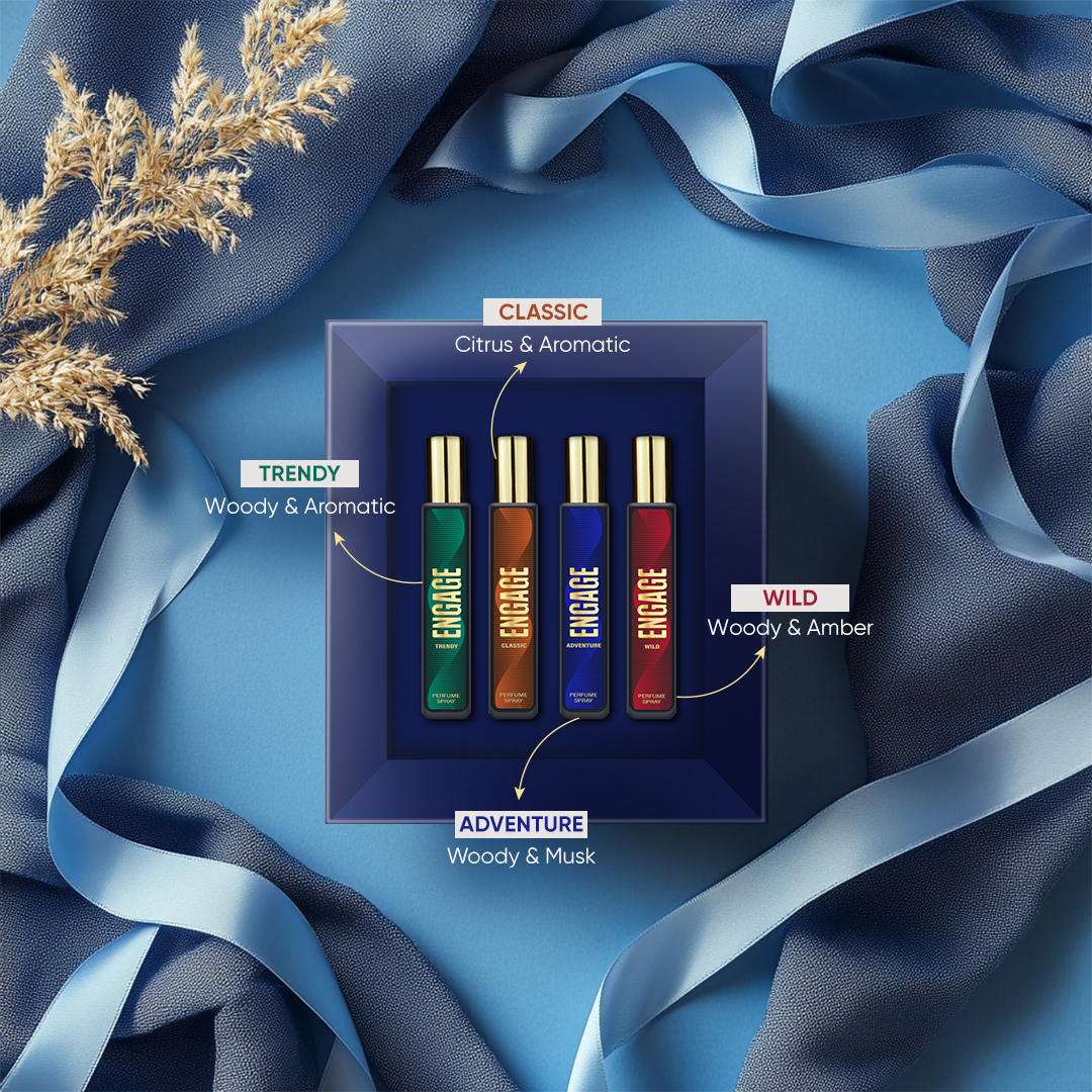 Engage Gift Perfume Set - Vibes For Men, 100ml, Long Lasting, Assorted Pack, Birthday Gift, Anniversary Gift, 25ml x 4_2 Engage Gift Perfume Set - Vibes For Men, 100ml, Long Lasting, Assorted Pack, Birthday Gift, Anniversary Gift, 25ml x 4_2