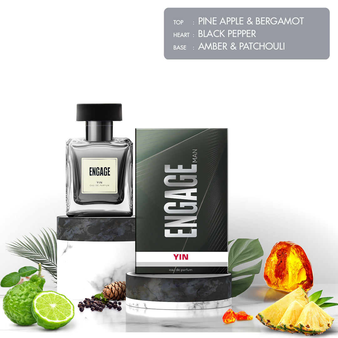 Engage Yin Eau De Parfum for Men, Citrus & Fresh, Luxury & Skin Friendly, Long Lasting Fragrance 50ml