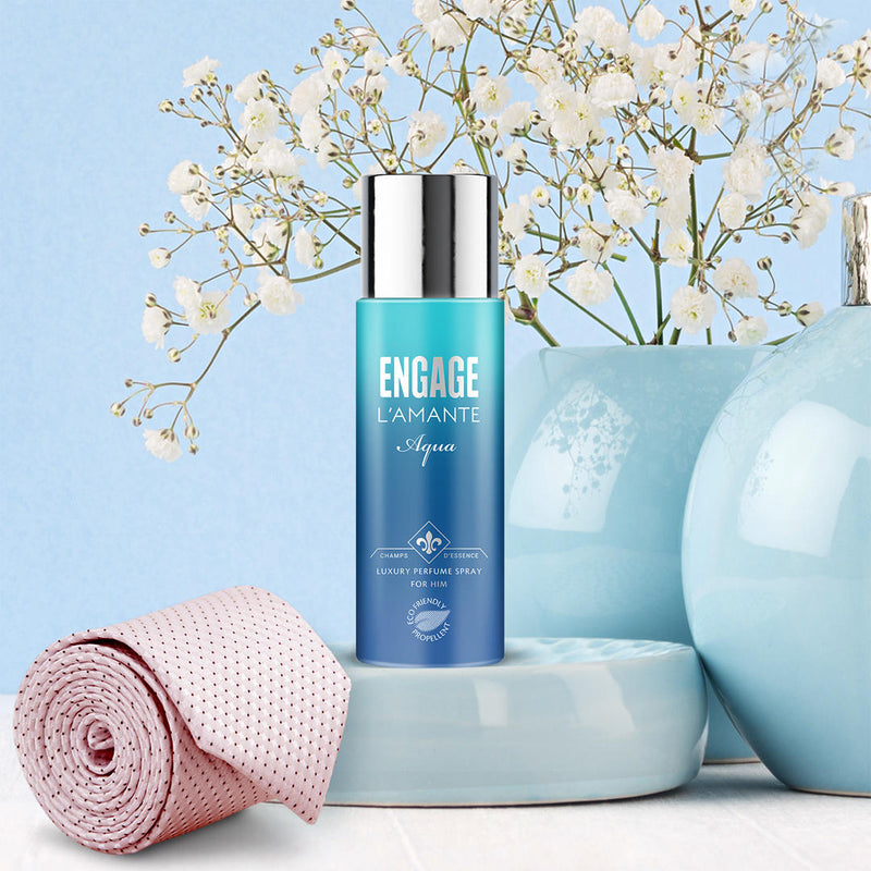 L'amante Aqua Perfume Spray For Him, Eco-Friendly Propellant, Soft Touch Spray