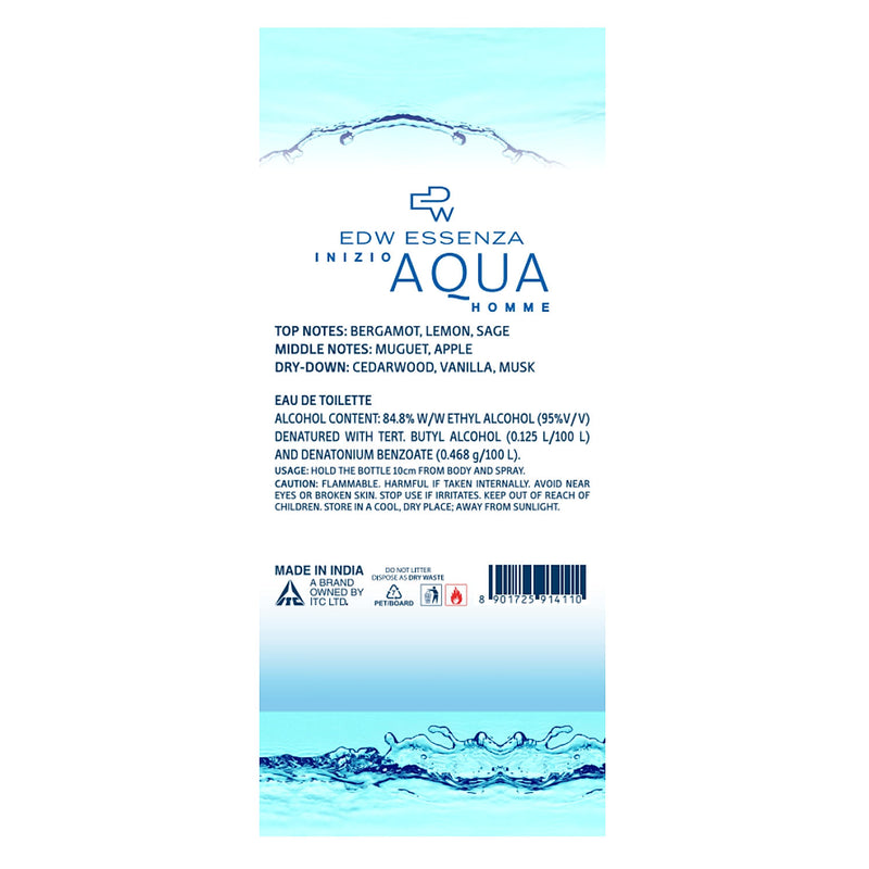 Inizio Aqua Homme Luxury Perfume for Men, Travel Sized, Eau De Toilette, Aqua & Citrus, Long-Lasting, 16ml