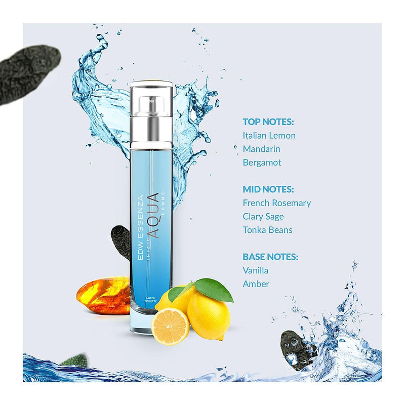 Inizio Aqua Homme Luxury Perfume for Men, Travel Sized, Eau De Toilette, Aqua & Citrus, Long-Lasting, 16ml