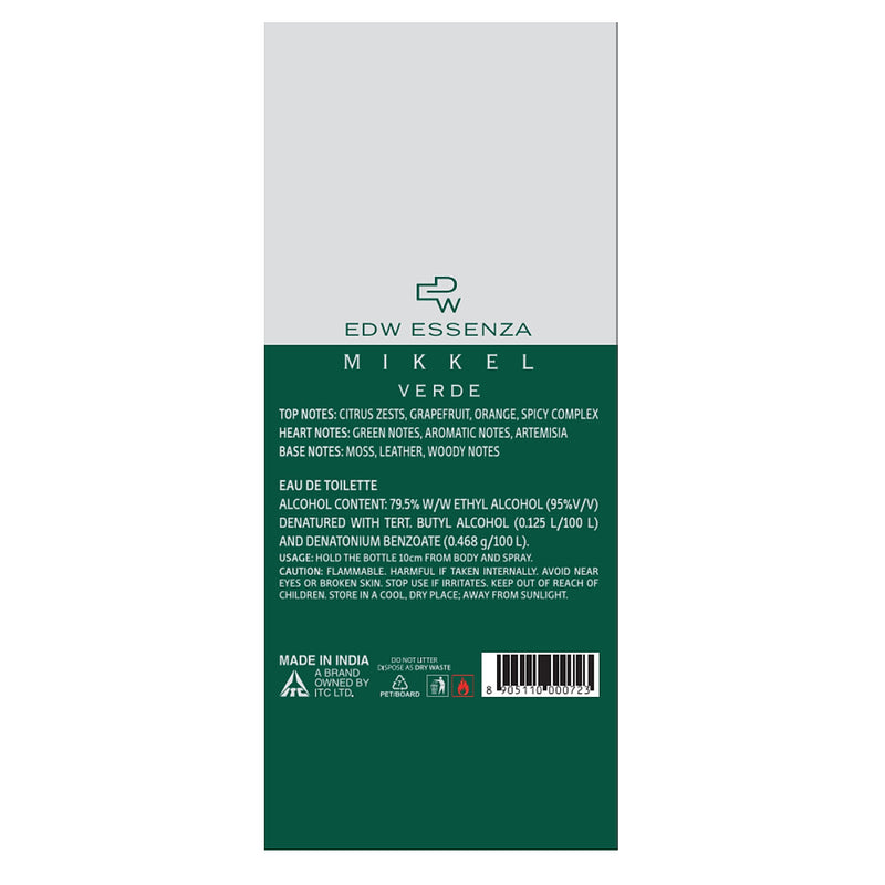 Mikkel Verde Luxury Perfume for Men, Travel Sized, Eau De Toilette, Earthy & Woody, Long-Lasting, 16ml