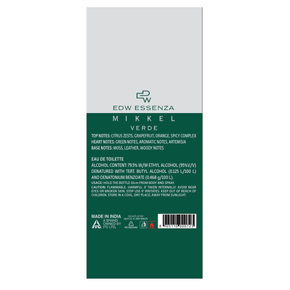 Mikkel Verde Luxury Perfume for Men, Travel Sized, Eau De Toilette, Earthy & Woody, Long-Lasting, 16ml