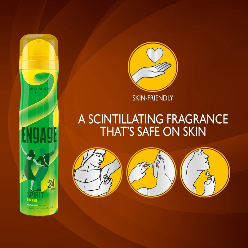 Engage Spirit Deodorant, For Women, Cheerful & Jolly Notes, Long-Lasting