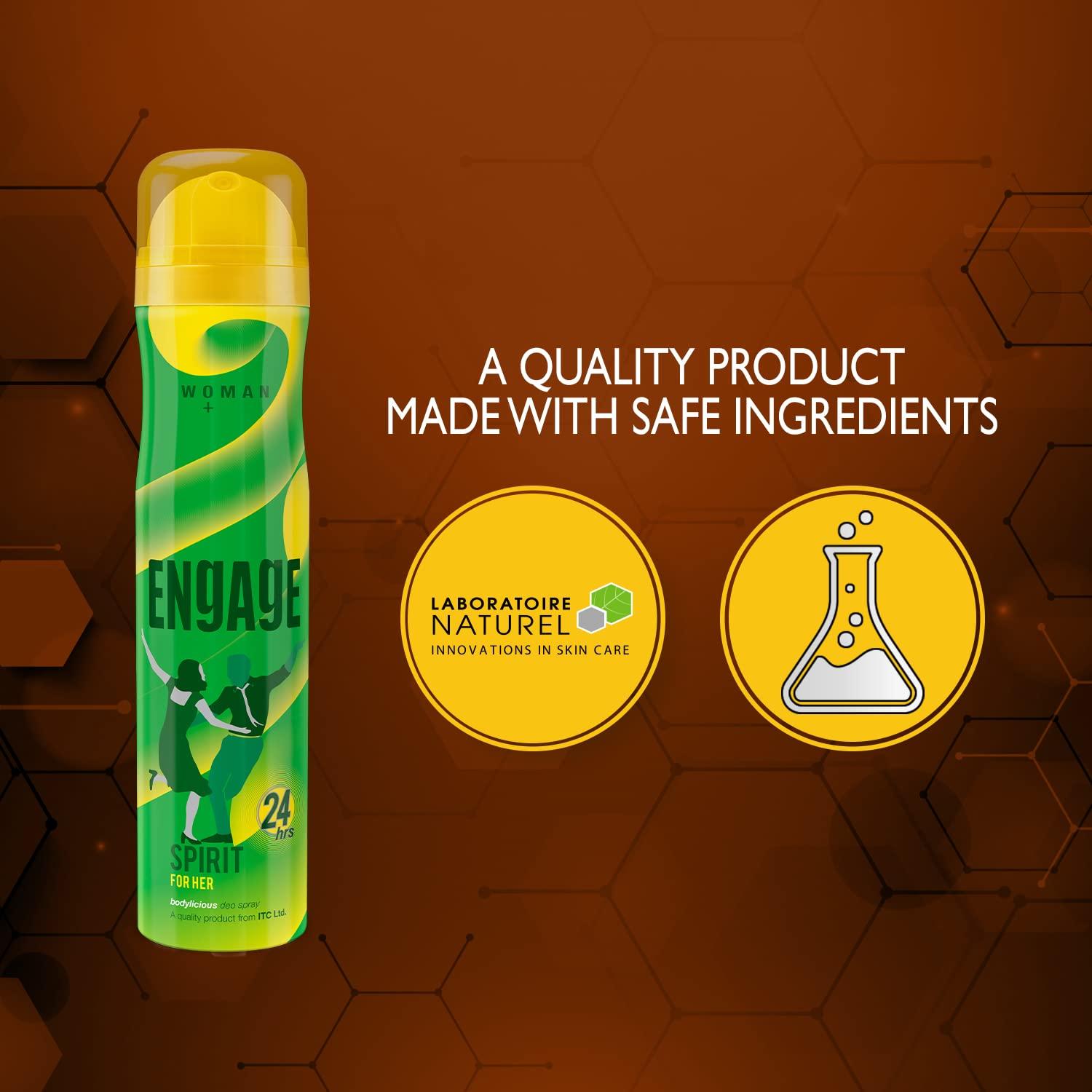 Engage Spirit Deodorant, For Women, Cheerful & Jolly Notes, Long-Lasting