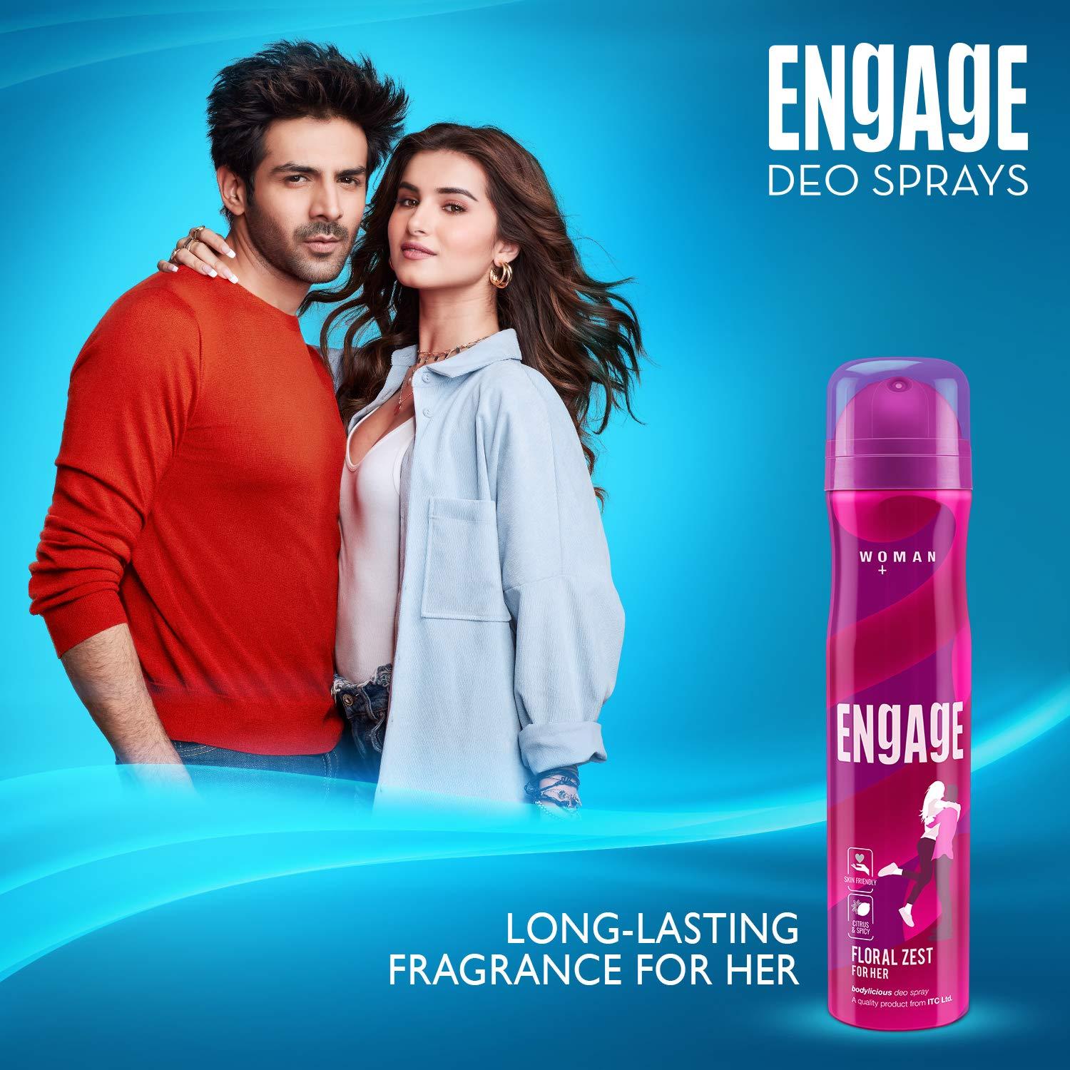 Engage Floral Zest Deodorant, For Women, Citrus Floral Notes
