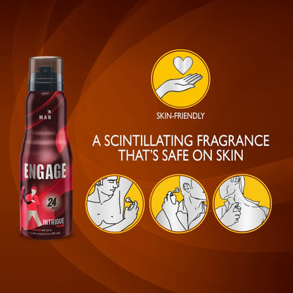 Engage Intrigue Deodorant, For Men, Warm & Fresh Notes, Long-Lasting