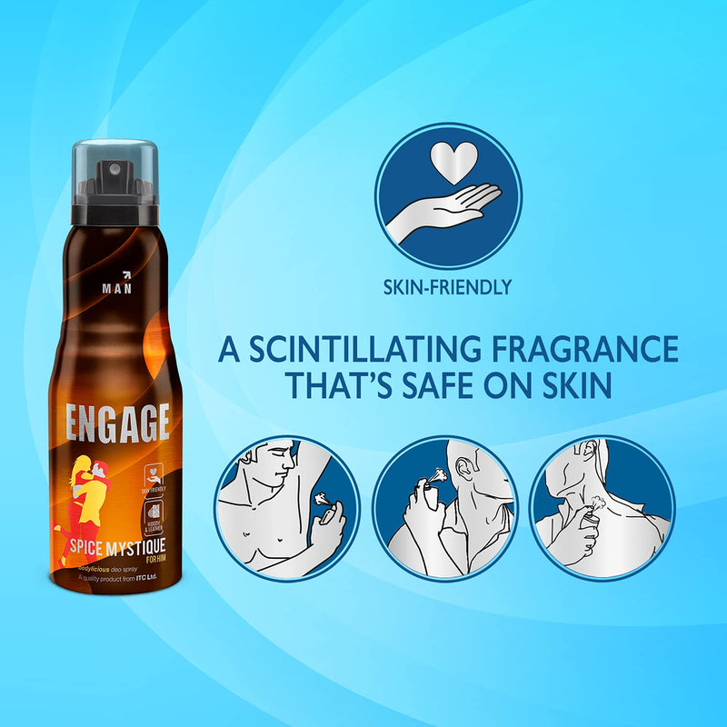 Engage Spice Mystique Deodorant, For Men, Woody & Leathery Notes, Long-Lasting
