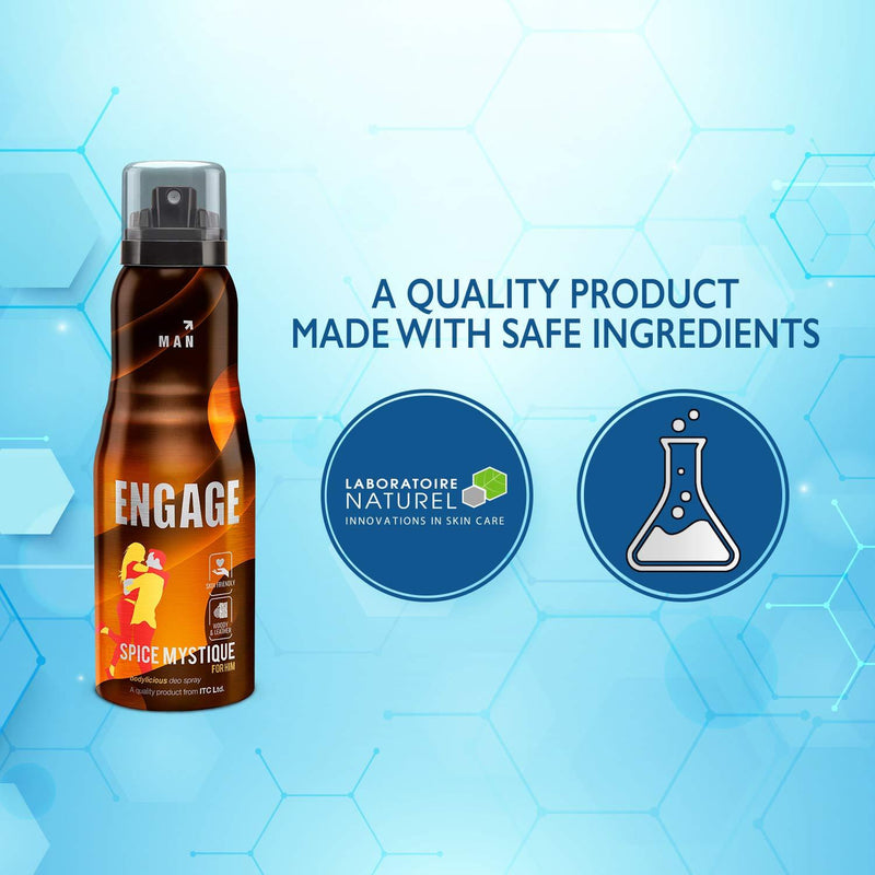 Engage Spice Mystique Deodorant, For Men, Woody & Leathery Notes, Long-Lasting