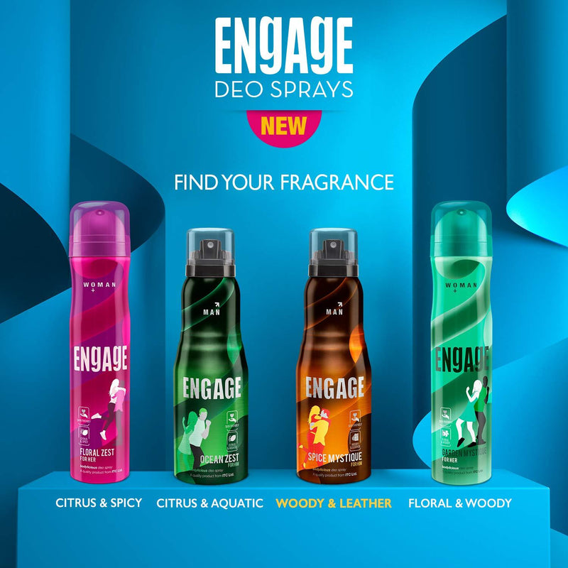 Engage Spice Mystique Deodorant, For Men, Woody & Leathery Notes, Long-Lasting