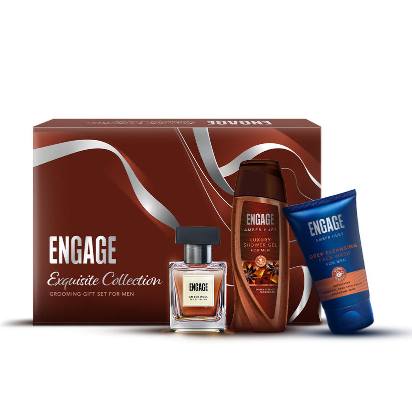 Engage Luxury Grooming Gift Set for Men, Amber-ENGAGE (Pack of 3)