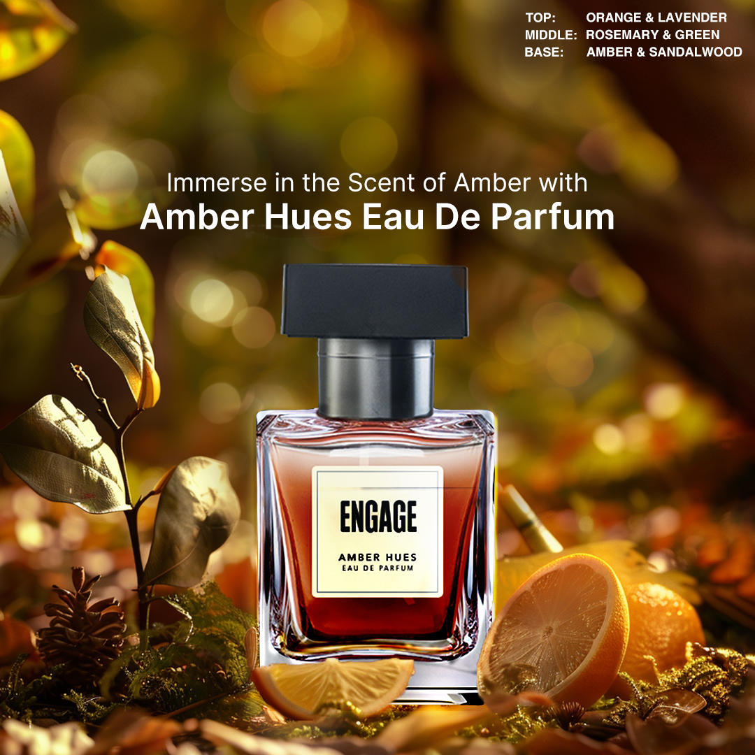 Engage Gift - Exquisite Collection Luxury Grooming Set for Men, Amber Hues Eau De Parfum (50ml), Amber Hues Shower Gel (100ml), Amber Hues Face Wash (100ml), Combo Set of 3, Gift For Men, Anniversary Gift, Birthday Gift