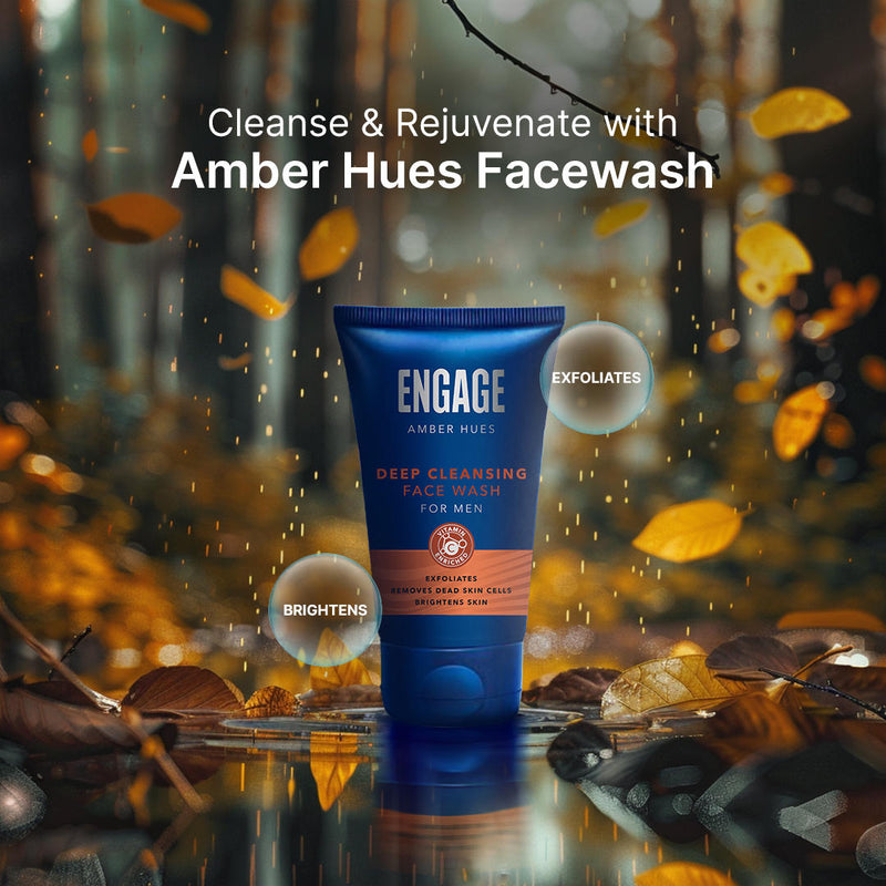 Engage Gift - Exquisite Collection Luxury Grooming Set for Men, Amber Hues Eau De Parfum (50ml), Amber Hues Shower Gel (100ml), Amber Hues Face Wash (100ml), Combo Set of 3, Gift For Men, Anniversary Gift, Birthday Gift