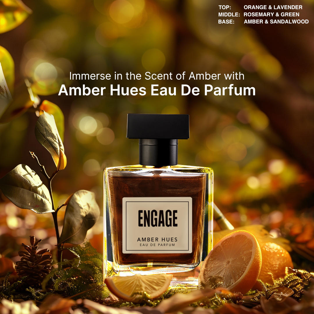 Engage Gift - Exquisite Collection Luxury Grooming Set for Men, Amber Hues Eau De Parfum (100ml), Amber Hues Shower Gel (250ml), Amber Hues Face Wash (100ml), Combo Set of 3, Gift For Men, Anniversary Gift, Birthday Gift