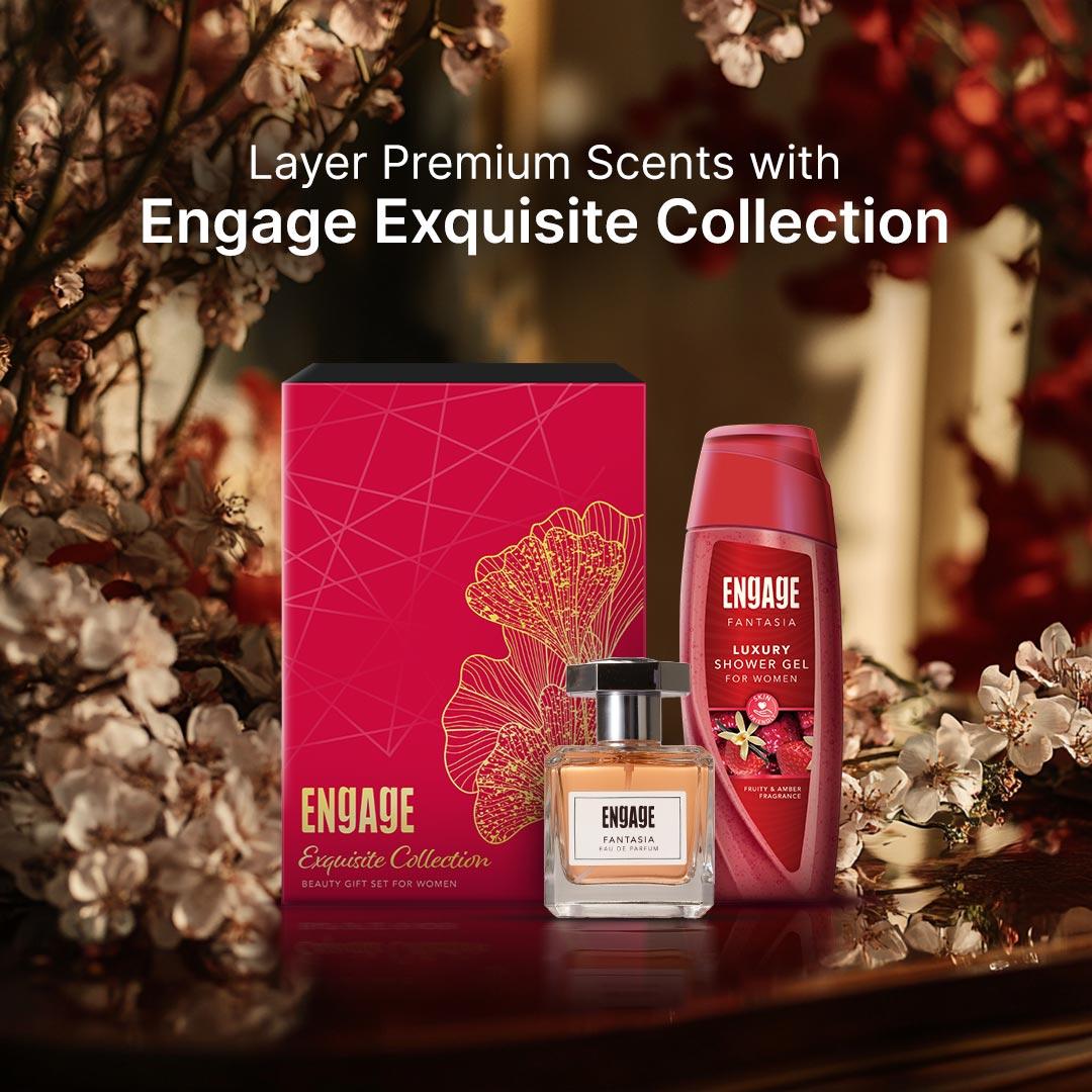 Engage Gift - Exquisite Collection Luxury Beauty Set for Women, Fantasia Eau De Parfum (100ml) & Fantasia Shower Gel (250ml), Combo Set of 2, Gift For Women, Anniversary Gift