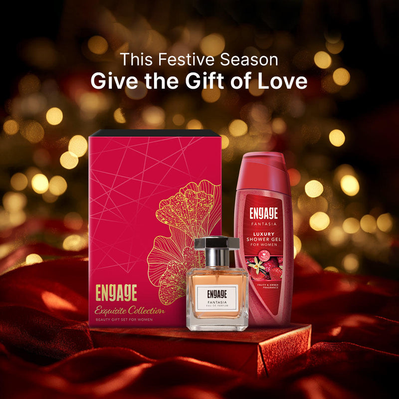 Engage Gift - Exquisite Collection Luxury Beauty Set for Women, Fantasia Eau De Parfum (100ml) & Fantasia Shower Gel (250ml), Combo Set of 2, Gift For Women, Anniversary Gift