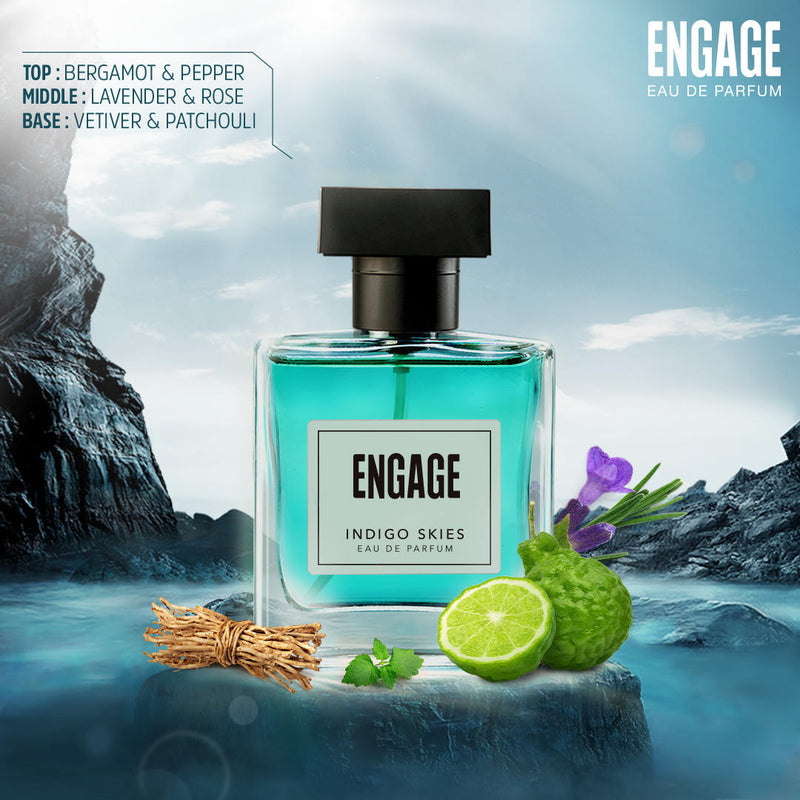 Indigo Skies Perfume for Men, Eau de Parfum, Earthy & Aqua, Long-Lasting