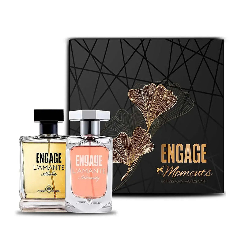 Engage Gift Luxury Perfume Set - L'amante Moments Gift Box For Men & Women, 100 ml, Long Lasting, Wedding Gift, Anniversary Gift, 100ml x 2