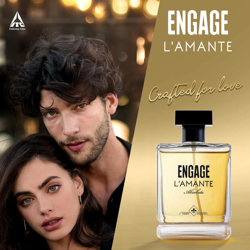 Engage Gift Luxury Perfume Set - L'amante Moments Gift Box For Men & Women, 100 ml, Long Lasting, Wedding Gift, Anniversary Gift, 100ml x 2