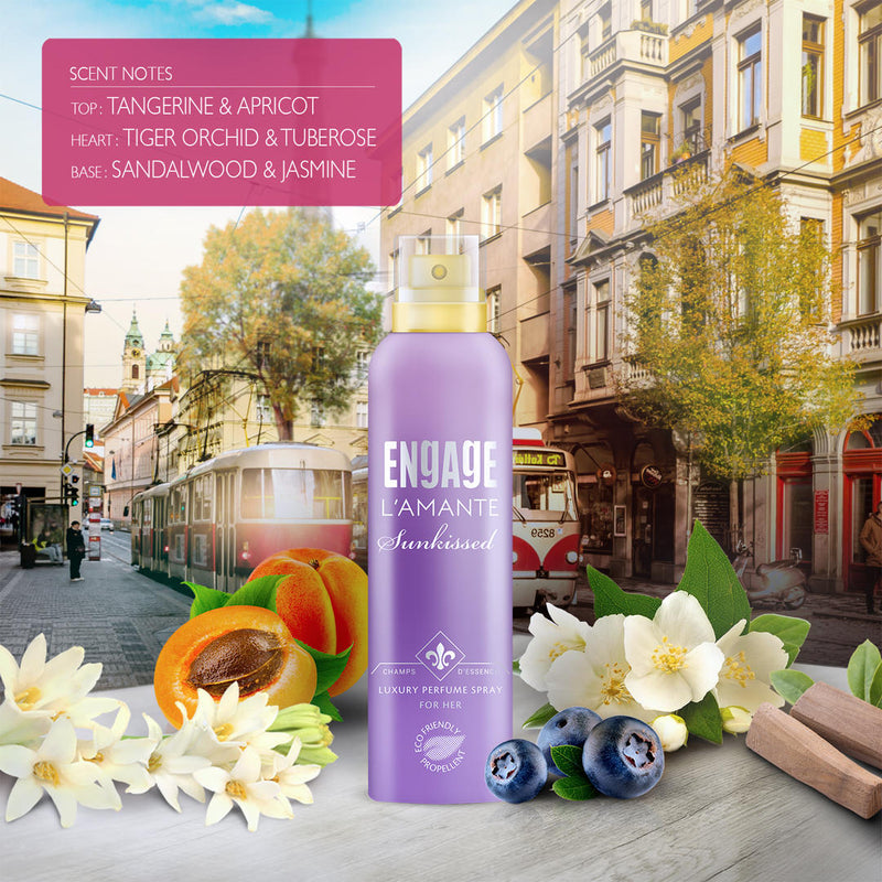 L'amante Sunkissed Perfume Spray for Her, Eco-friendly Propellant, Soft Touch Spray