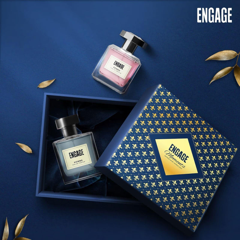 Engage Gift Luxury Perfume Set - Moments For Men & Women, 200ml, Long Lasting, Assorted Pack, Fresh & Floral, Wedding Gift, Anniversary Gift, 100ml x 2