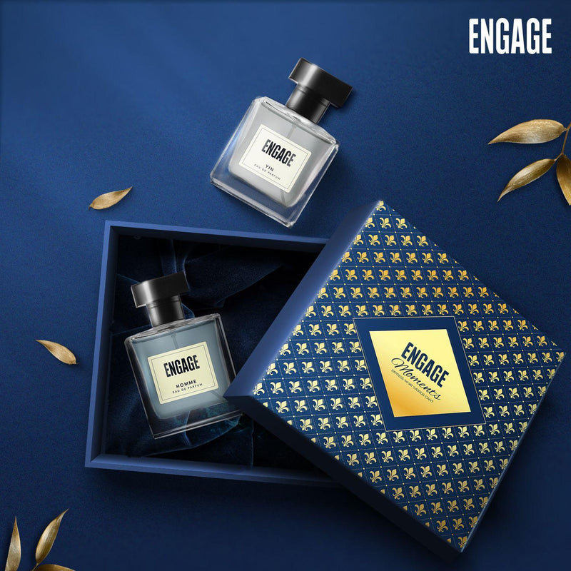 Engage Gift Luxury Perfume Set - Moments For Men, 200ml, Long Lasting, Assorted Pack, Fresh & Woody, Birthday Gift, Anniversary Gift, 100ml x 2