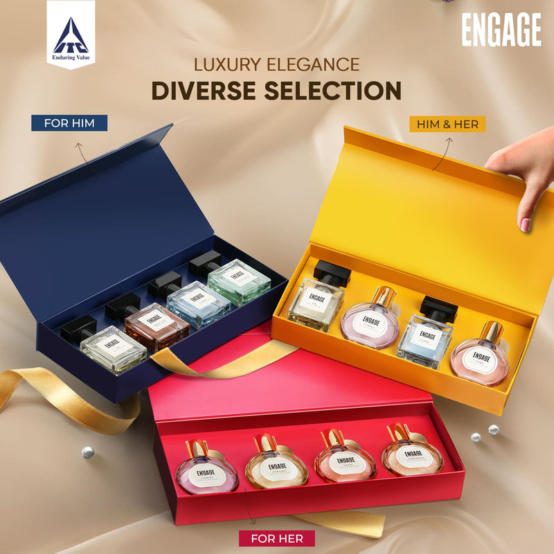 Engage Gift Assorted Luxury Perfume Set - For Men & Women, 100ml, Long Lasting, Assorted Pack, Wedding Gift, Anniversary Gift, 25ml x 4