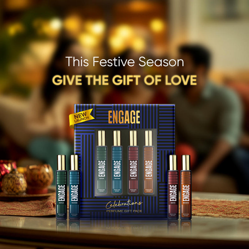 Engage Gift Perfume Set - Celebrations For Men, 100ml, Long Lasting, Assorted Pack, Birthday Gift, Anniversary Gift, 25ml x 4