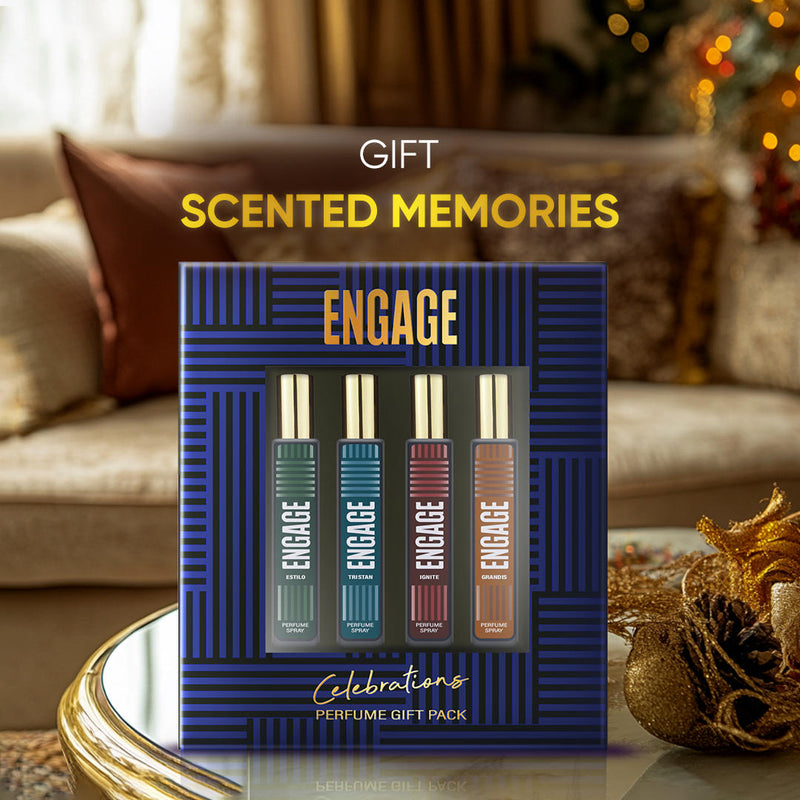 Engage Gift Perfume Set - Celebrations For Men, 100ml, Long Lasting, Assorted Pack, Birthday Gift, Anniversary Gift, 25ml x 4