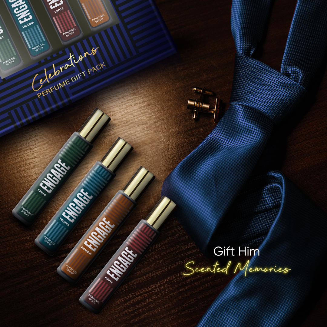 Engage Gift Perfume Set - Celebrations For Men, 100ml, Long Lasting, Assorted Pack, Birthday Gift, Anniversary Gift, 25ml x 4