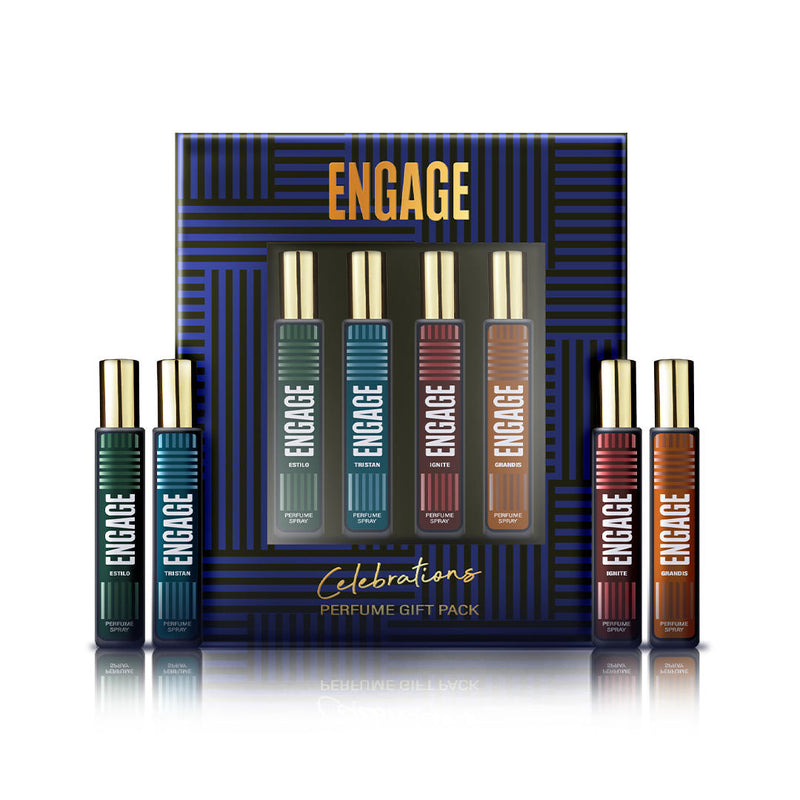 Engage Gift Perfume Set - Celebrations For Men, 100ml, Long Lasting, Assorted Pack, Birthday Gift, Anniversary Gift, 25ml x 4
