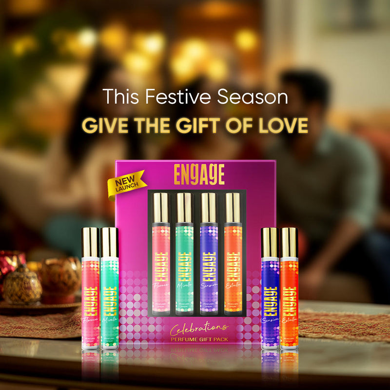 Engage Gift Perfume Set - Celebrations For Women, 100ml, Long Lasting, Assorted Pack, Birthday Gift, Anniversary Gift, 25ml x 4