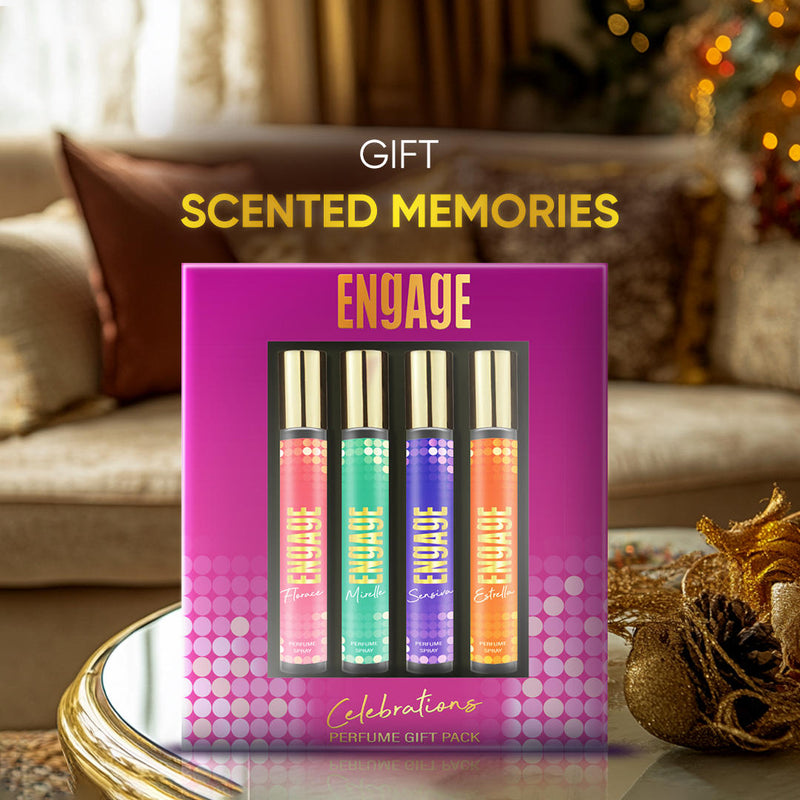 Engage Gift Perfume Set - Celebrations For Women, 100ml, Long Lasting, Assorted Pack, Birthday Gift, Anniversary Gift, 25ml x 4