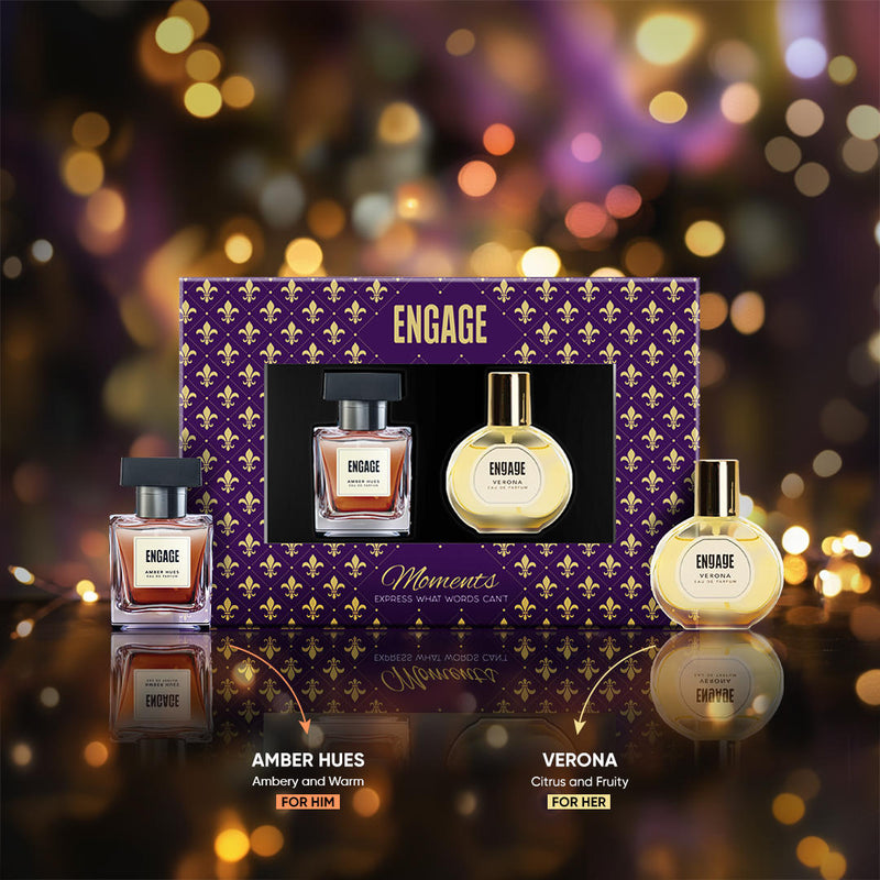 Engage Gift Luxury Perfume Set - Moments For Men & Women, 100ml, Long Lasting, Assorted Pack, Wedding Gift, Anniversary Gift, 50ml x 2