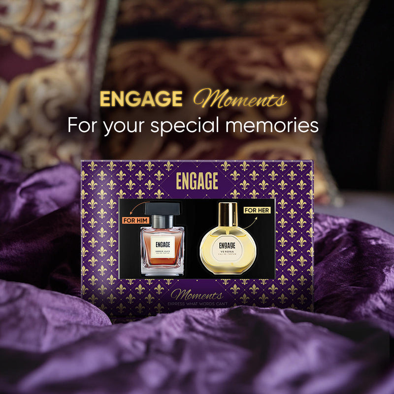 Engage Gift Luxury Perfume Set - Moments For Men & Women, 100ml, Long Lasting, Assorted Pack, Wedding Gift, Anniversary Gift, 50ml x 2