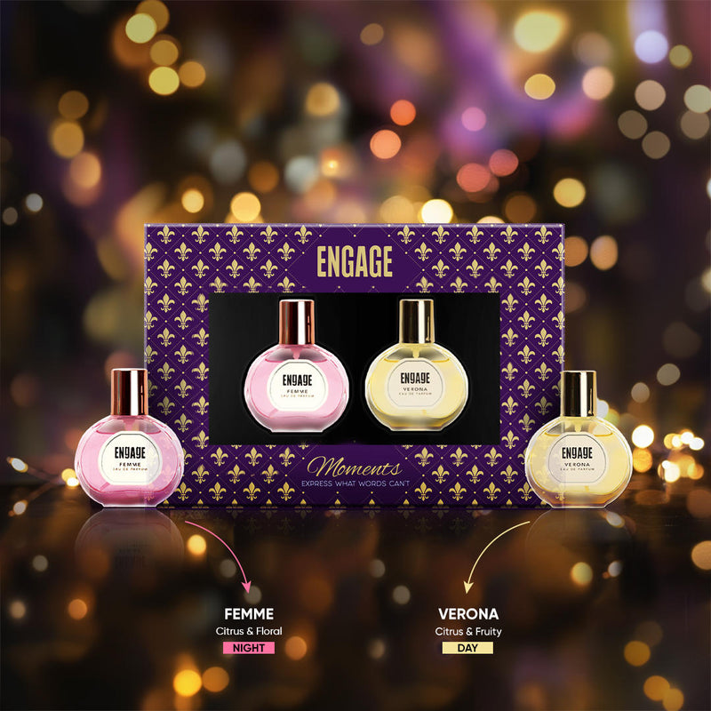 Engage Gift Luxury Perfume Set - Moments For Women, 100ml, Long Lasting, Assorted Pack, Birthday Gift, Anniversary Gift, 50ml x 2