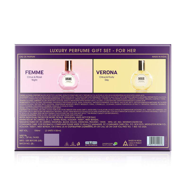 Engage Gift Luxury Perfume Set - Moments For Women, 100ml, Long Lasting, Assorted Pack, Birthday Gift, Anniversary Gift, 50ml x 2