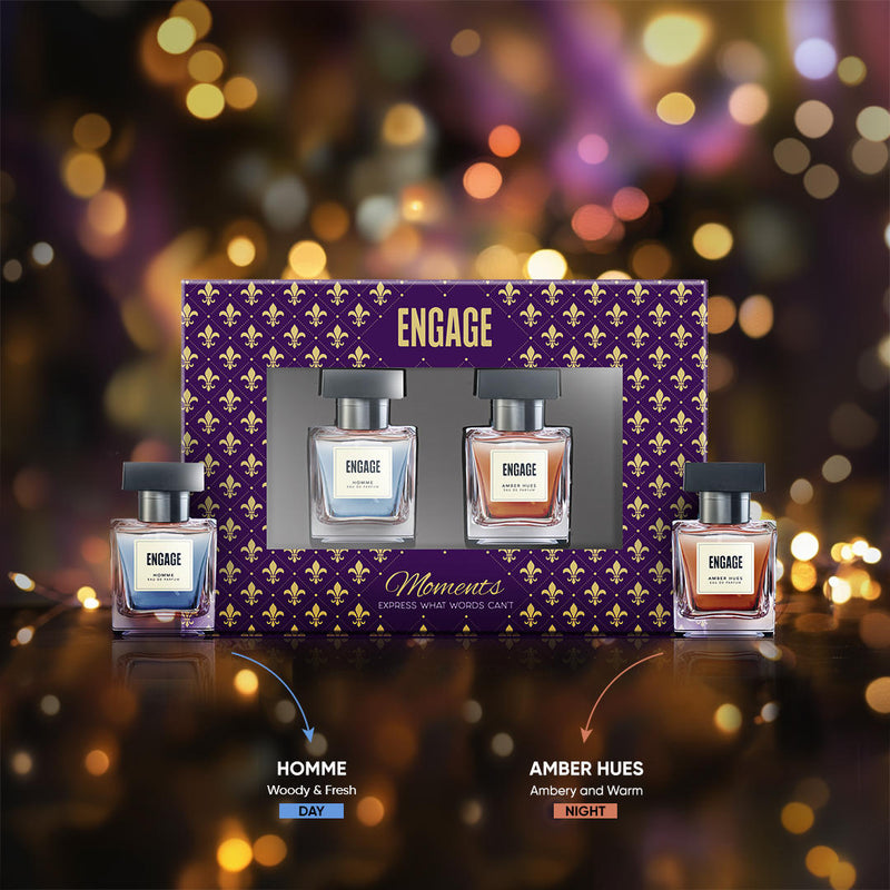 Engage Gift Luxury Perfume Set - Moments For Men, 100ml, Long Lasting, Assorted Pack, Birthday Gift, Anniversary Gift, 50ml x 2