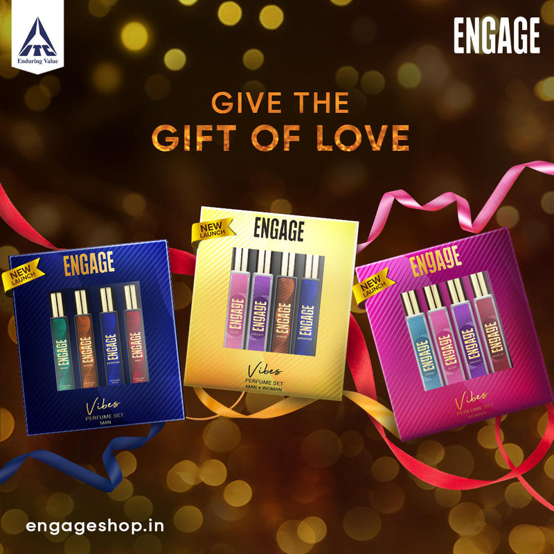 Engage Gift Perfume Set - Vibes For Men, 100ml, Long Lasting, Assorted Pack, Birthday Gift, Anniversary Gift, 25ml x 4