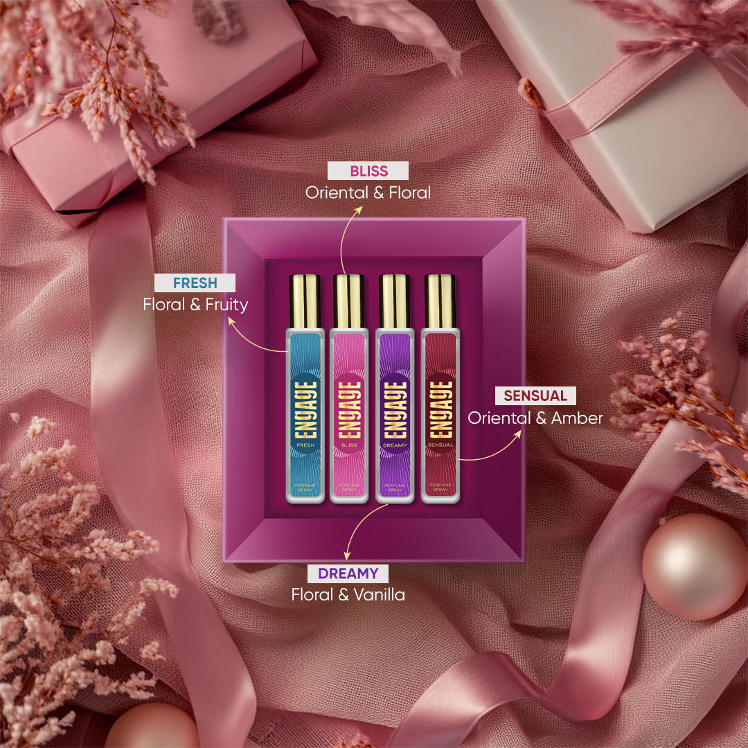 Engage Gift Perfume Set - Vibes For Men & Women, 100ml, Long Lasting, Assorted Pack, Birthday Gift, Anniversary Gift, 25ml x 4_2