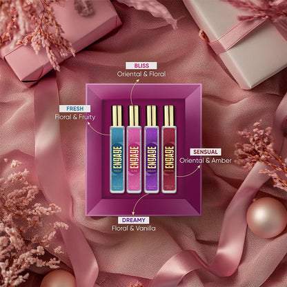 Engage Gift Perfume Set - Vibes For Women, 100ml, Long Lasting, Assorted Pack, Birthday Gift, Anniversary Gift, 25ml x 4